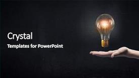  Presentation with invention - Colorful slide set enhanced with presenting glass glowing light bulb backdrop and a black colored foreground