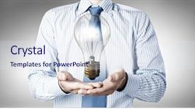  Presentation with invention - PPT layouts with presenting glass glowing light bulb background and a  colored foreground