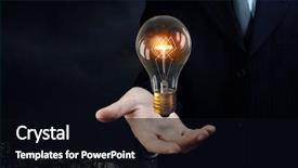  Presentation with glowing light bulb light bulb - Slides featuring presenting glass glowing light bulb background and a black colored foreground
