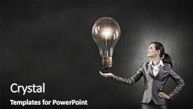  Presentation with glowing light bulb light bulb - PPT layouts enhanced with presenting glass glowing light bulb background and a dark gray colored foreground