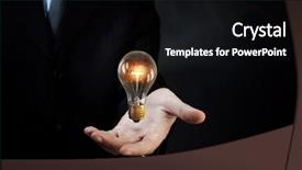  Presentation with glowing light bulb light bulb - Audience pleasing PPT theme consisting of presenting glass glowing light bulb backdrop and a black colored foreground