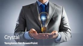  Presentation with invention - Amazing PPT theme having presenting glass glowing light bulb backdrop and a  colored foreground