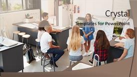  Presentation with class - Colorful slide deck enhanced with presenting in front of science backdrop and a lemonade colored foreground