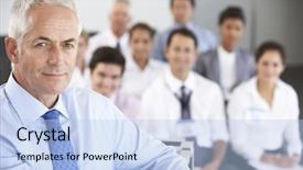  Presentation with invitation conference - Presentation design having presenting large group - businessman delivering presentation at conference background and a light blue colored foreground