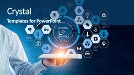  Presentation with media - Colorful slide set enhanced with presenting media technologies mixed media backdrop and a ocean colored foreground