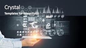  Presentation with media - Audience pleasing PPT theme consisting of presenting media technologies mixed media backdrop and a tawny brown colored foreground