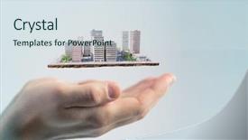  Presentation with cooperative cooperation at new project - Colorful PPT layouts enhanced with presenting new construction project mixed backdrop and a sky blue colored foreground