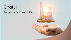  Presentation with project - Cool new slides with presenting new construction project mixed backdrop and a  colored foreground