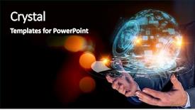  Presentation with electronic - Colorful slides enhanced with presenting new technologies mixed media backdrop and a black colored foreground