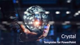  Presentation with media - PPT theme having presenting new technologies mixed media background and a  colored foreground