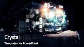  Presentation with media - Colorful presentation theme enhanced with presenting new technologies mixed media backdrop and a  colored foreground