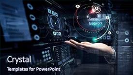  Presentation with media - Slide set with presenting new technologies mixed media background and a  colored foreground