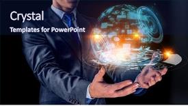  Presentation with mass media business technology internet - Theme consisting of presenting new technologies mixed media background and a navy blue colored foreground