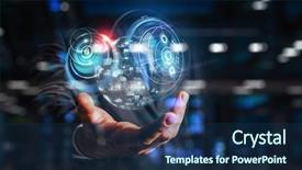  Presentation with media - PPT theme with presenting new technologies mixed media background and a  colored foreground