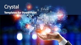  Presentation with tech - Amazing slide deck having presenting new technologies mixed media backdrop and a ocean colored foreground