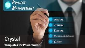  Presentation with project management - Theme with presenting scheme of project management background and a dark gray colored foreground