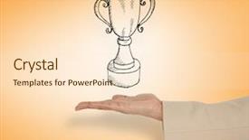  Presentation with winner cup - Presentation theme having presenting winners cup against orange background and a  colored foreground