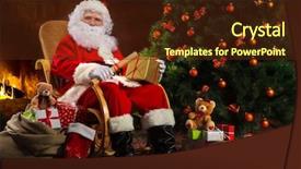  Presentation with santa claus and reindeers - Audience pleasing PPT layouts consisting of presents and a wish list backdrop and a tawny brown colored foreground