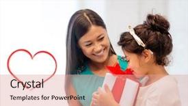  Presentation with christmas presents - PPT theme enhanced with studio portrait of young pregnant brunette woman in pink shirt touching her belly and smiling on camera isolated on white background and a lemonade colored foreground