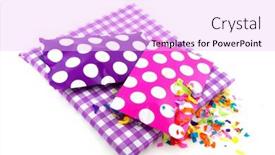  Presentation with speckles - Colorful slide deck enhanced with presents for a birthday in purple with speckles and checkered backdrop and a lavender colored foreground