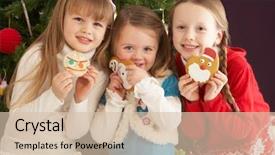  Presentation with young children - PPT layouts consisting of presents in front of christmas background and a soft green colored foreground