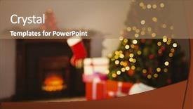  Presentation with christmas presents - Presentation theme having presents near the fireplace background and a coral colored foreground
