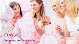  Presentation with baby sitting - Colorful PPT theme enhanced with presents on baby shower backdrop and a lemonade colored foreground