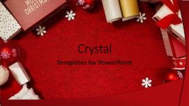  Presentation with christmas presents - PPT theme with presents on red background simple background and a crimson colored foreground