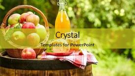  Presentation with orchard - PPT theme with preservation - apples on background orchard standing background and a yellow colored foreground