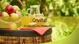  Presentation with orchard - Audience pleasing PPT theme consisting of preservation - apples on background orchard standing backdrop and a yellow colored foreground
