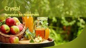  Presentation with wine shop and barrel - Slide set featuring preservation - apples on background orchard standing background and a tawny brown colored foreground
