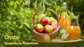  Presentation with hunting double barrel vintage shotgun - Cool new slide deck with preservation - apples on background orchard standing backdrop and a  colored foreground