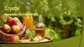  Presentation with mold on an oak barrel - Presentation design consisting of preservation - apples on background orchard standing background and a  colored foreground