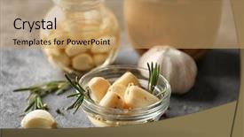  Presentation with preserved - PPT theme enhanced with preservation - preserved garlic in glass bowl background and a coral colored foreground