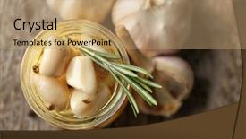  Presentation with preserved - PPT theme enhanced with preservation - preserved garlic in glass jar background and a coral colored foreground