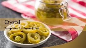  Presentation with jalapeno - Cool new theme with preservation - slices of preserved jalapeno pepper backdrop and a gold colored foreground