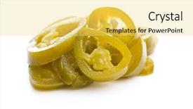  Presentation with jalapeno - Colorful PPT theme enhanced with preservation - slices of preserved jalapeno pepper backdrop and a yellow colored foreground