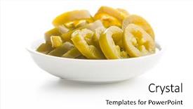  Presentation with jalapeno - PPT theme featuring preservation - slices of preserved jalapeno pepper background and a white colored foreground