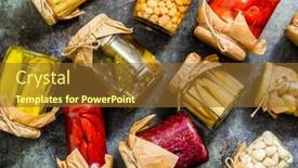  Presentation with glass - Presentation consisting of preservation-of-vegetables-in-glass background and a  colored foreground