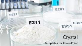  Presentation with pharmaceuticals - Presentation design with preservatives substances that are added background and a light gray colored foreground
