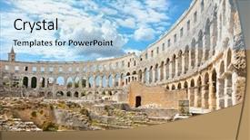  Presentation with ancient roman - Amazing presentation theme having preserved ancient monument in croatia backdrop and a light blue colored foreground