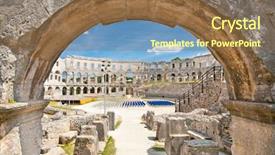  Presentation with ancient roman - Presentation theme consisting of preserved ancient monument in croatia background and a tawny brown colored foreground