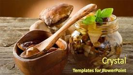  Presentation with edible oil - Amazing presentation theme having preserved edible mushroom backdrop and a tawny brown colored foreground