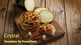  Presentation with preserved - Theme having preserved-eggplants-in-vinegar background and a tawny brown colored foreground