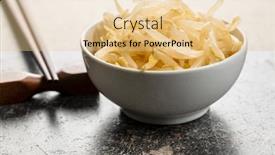  Presentation with preserved - Slide set enhanced with preserved mung sprout in bowl on old kitchen table background and a lemonade colored foreground