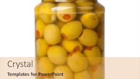  Presentation with preserved - Theme having preserved olives on white background background and a gold colored foreground