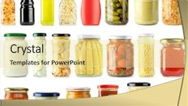  Presentation with pickle - Slides having preserved pickled vegetables and food background and a blonde colored foreground