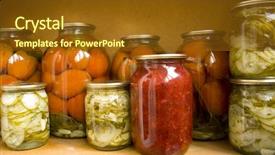  Presentation with jam - Audience pleasing theme consisting of preserves homemade vegetables and jam backdrop and a tawny brown colored foreground