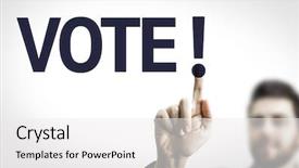  Presentation with vote - PPT theme with presidential election - business man pointing to transparent background and a white colored foreground