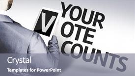  Presentation with vote - Audience pleasing slide set consisting of presidential policy - business man with the text backdrop and a gray colored foreground